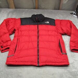 North Face Down Jacket Men Medium Red Nuptse Insulated Light Pack Wind Rain VTG